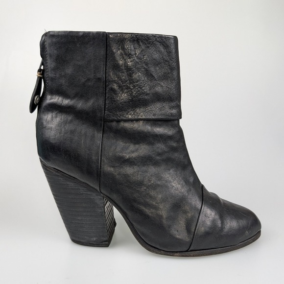 $495 Rag & Bone Classic Newbury Ankle Boots Booties Black Block Heel 8.5 38.5 - Picture 1 of 8